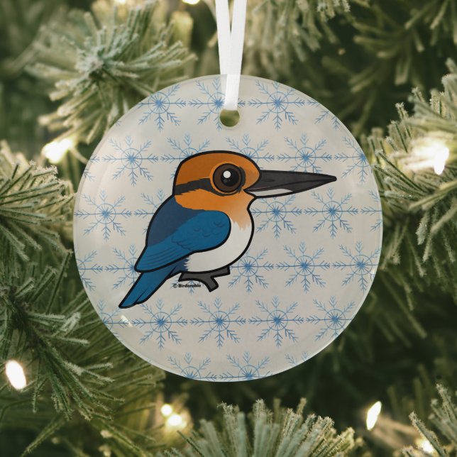 Birdorable Guam Kingfisher  Glass Tree Decoration (Insitu)