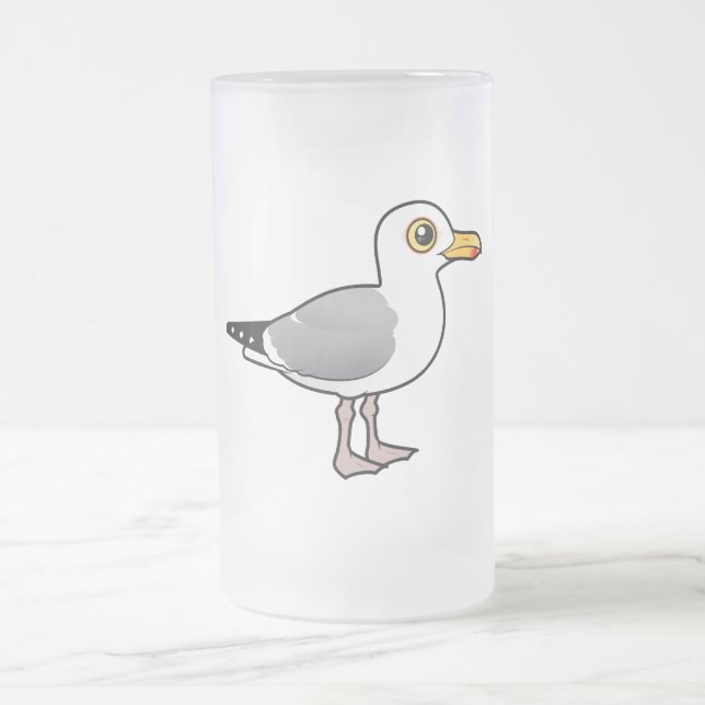 Birdorable Herring Gull Frosted Glass Beer Mug (Center)