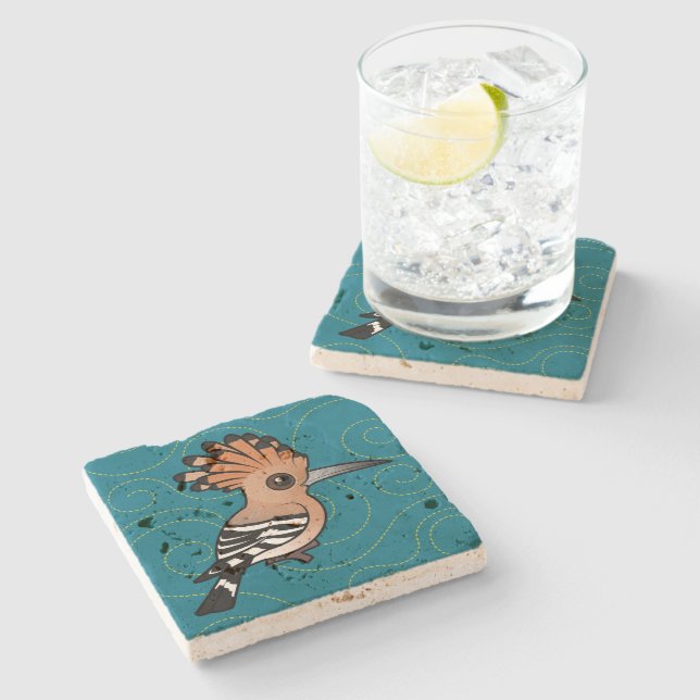 Birdorable Hoopoe Stone Coaster (Side)