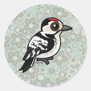 Birdorable Lesser Spotted Woodpecker Classic Round Sticker
