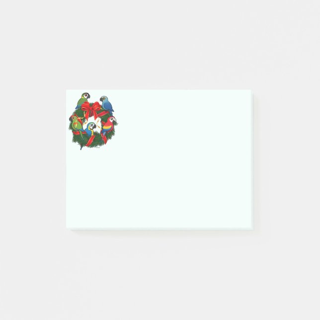 Birdorable Macaws Christmas Wreath Post-it Notes (Front)
