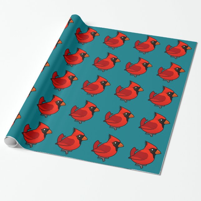Birdorable Northern Cardinal Wrapping Paper (Unrolled)