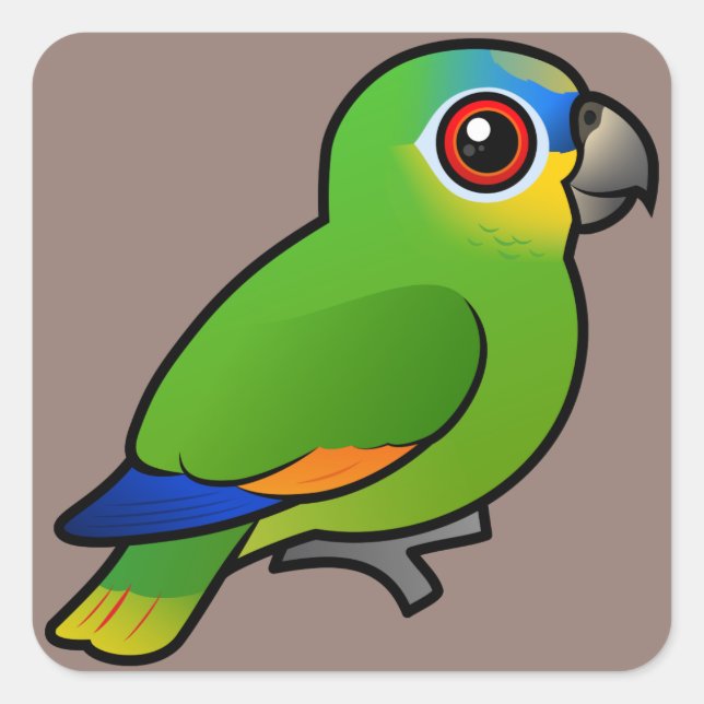 Birdorable Orange-winged Amazon Square Sticker (Front)