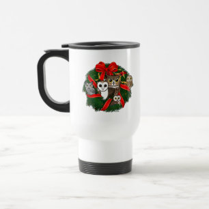 Birdorable Owls Christmas Wreath Travel Mug