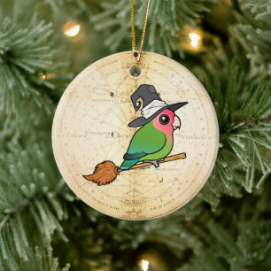 Birdorable Peach-faced Lovebird Halloween Witch Ceramic Tree Decoration