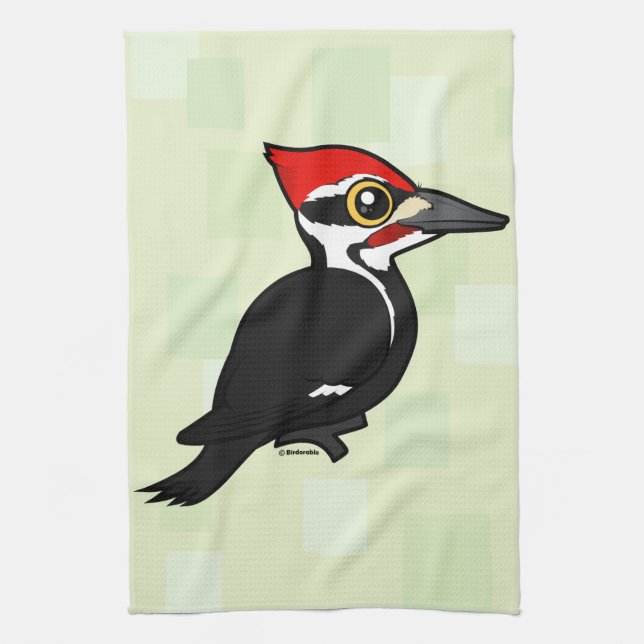 Birdorable Pileated Woodpecker Tea Towel (Vertical)