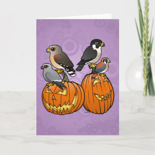 Birdorable Raptors on Pumpkins Card