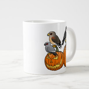 Birdorable Raptors on Pumpkins Large Coffee Mug