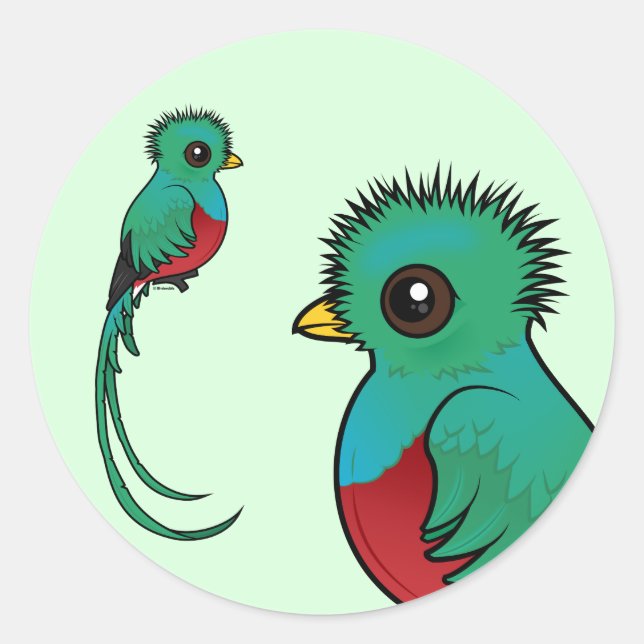 Birdorable Resplendent Quetzal Classic Round Sticker (Front)