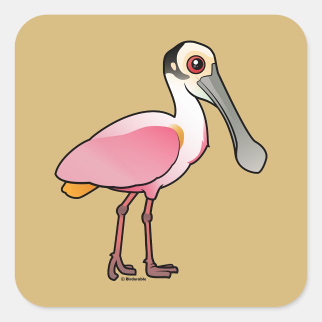 Birdorable Roseate Spoonbill Square Sticker (Front)