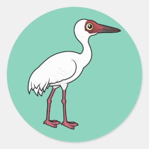 Birdorable Siberian Crane Classic Round Sticker
