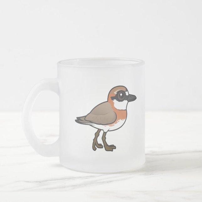 Birdorable Siberian Sand-Plover Frosted Glass Coffee Mug (Left)