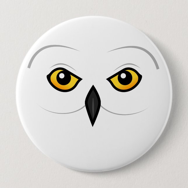 Birdorable Snowy Owl Face 10 Cm Round Badge (Front)