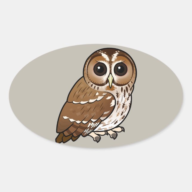 Birdorable Tawny Owl Oval Sticker (Front)