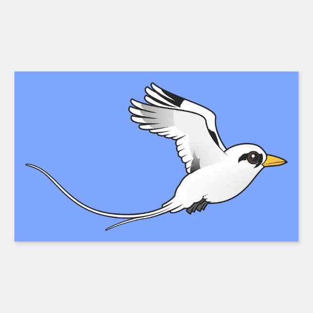 Birdorable White-tailed Tropicbird in flight Rectangular Sticker (Front)
