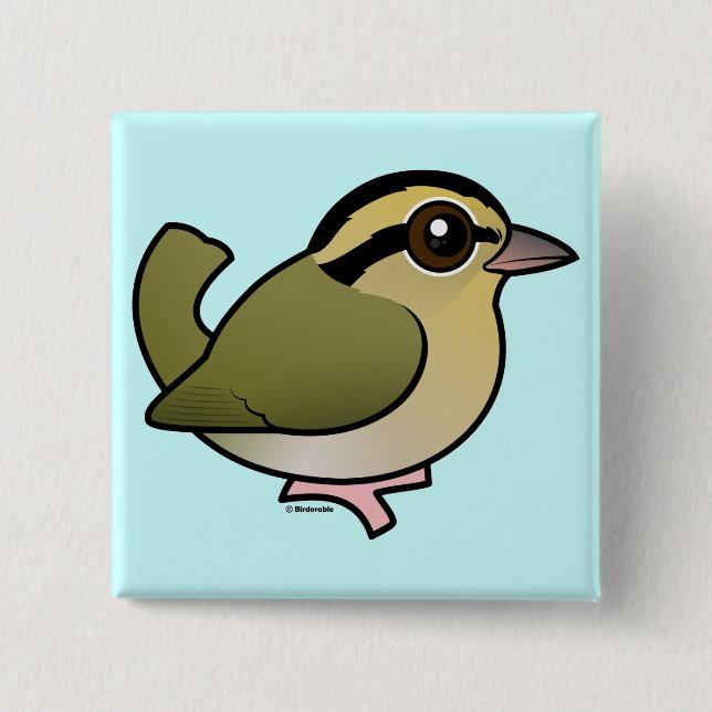Birdorable Worm-eating Warbler 15 Cm Square Badge (Front)