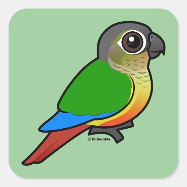 Birdorable Yellow-sided Conure Square Sticker (Front)