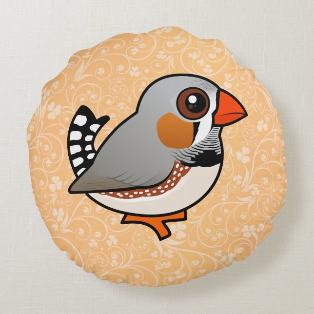 Birdorable Zebra Finch Round Cushion (Back)