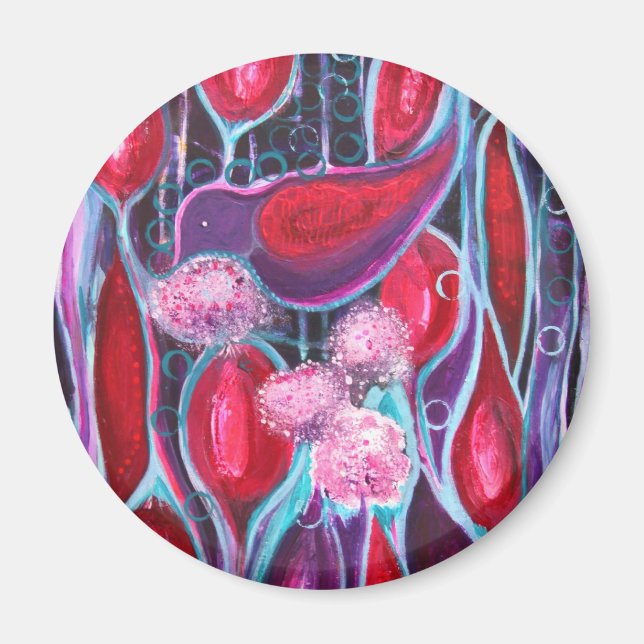 Birds a Bloom' Original ART reproduction Magnet (Front)