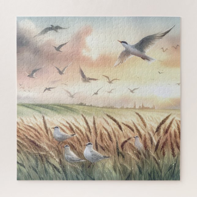 Birds above a cornfield jigsaw puzzle (Vertical)