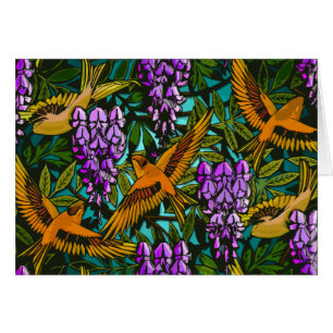 Birds Amidst Wisteria