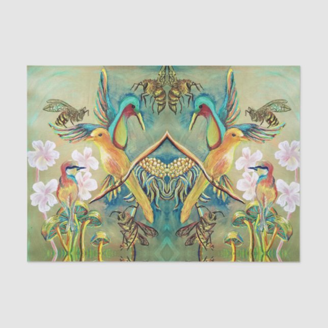 birds and bees painting  tissue paper (Front)