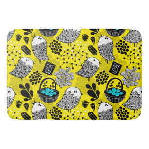 Birds and berries bath mat