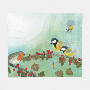 Birds and Berries Fleece Blanket