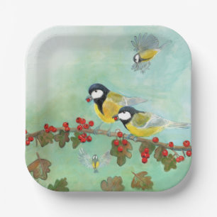 Birds and Berries Paper Plate