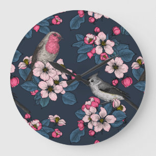 Birds and Blossoms Large Clock