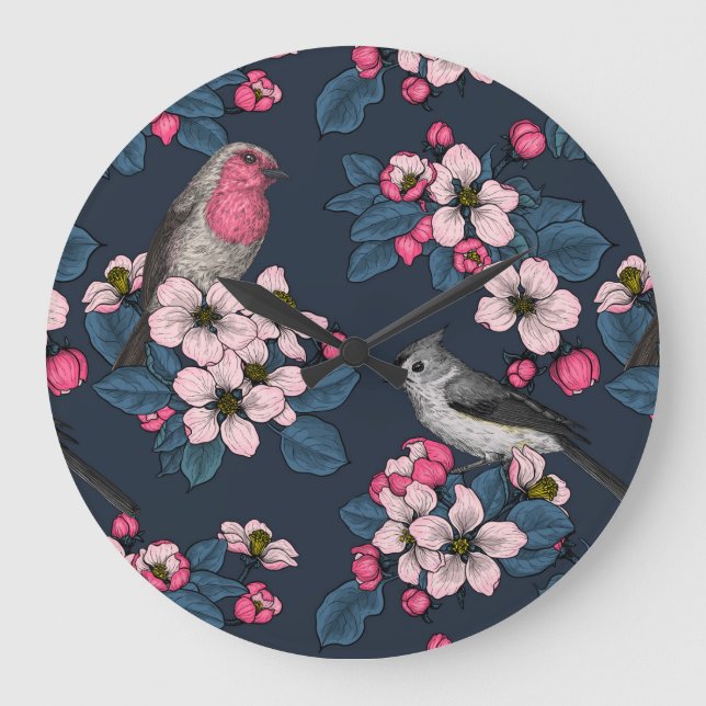Birds and Blossoms Large Clock (Front)