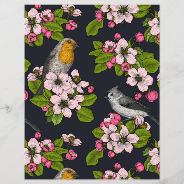 Birds and Blossoms on black (Front)