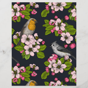Birds and Blossoms on black