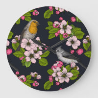 Birds and Blossoms on black