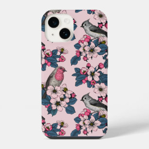 Birds and Blossoms on pink iPhone 14 Case
