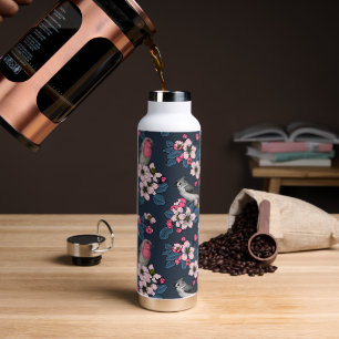 Birds and Blossoms on yellow Water Bottle