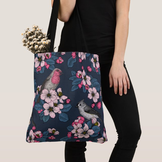 Birds and Blossoms Tote Bag (Close Up)