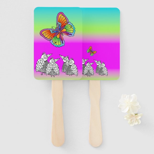 BIrds and Butterflies Hand Fan (Front and Back)