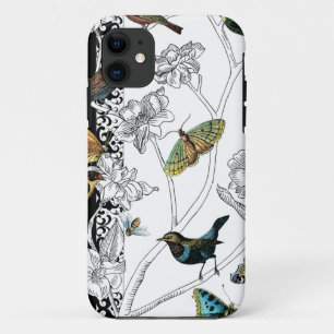 Birds and Butterfly on a Black & White Background Case-Mate iPhone Case