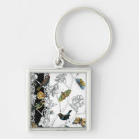 Birds and Butterfly on a Black & White Background
