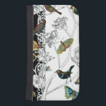Birds and Butterfly on a Black & White Background Samsung S4 Wallet Case<br><div class="desc">Artist Chariklia Zarris is a talented painter and designer. She likes painting birds and wild animals and this picture is no exception. The vivid colours of birds and the butterflies are accentuated by the black and white branches in the background.</div>