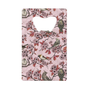 Birds and cherry blossom on rose pink