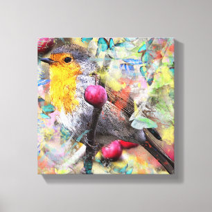 Birds and cherry blossoms canvas print