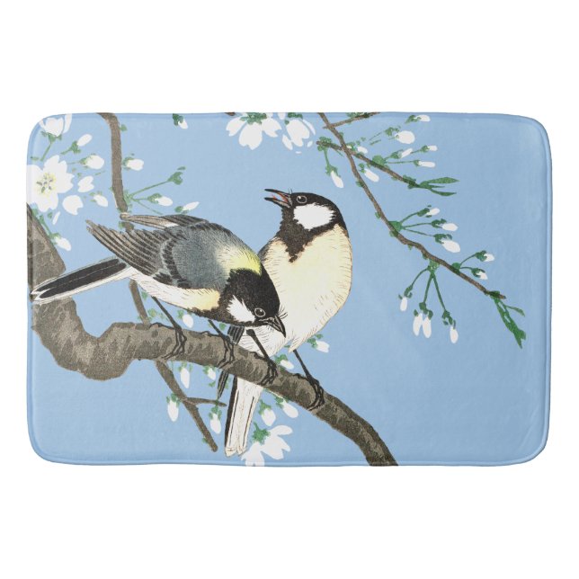Birds and Cherry Blossoms Ohara Koson Bath Mat (Front)