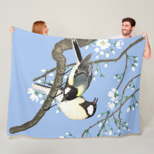 Birds and Cherry Blossoms Ohara Koson Fleece Blanket