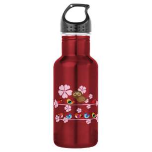 birds and cherry flowers 532 ml water bottle