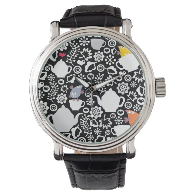 Birds and cups pattern watch (Front)