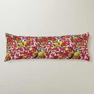 Birds and dog rose hips body cushion