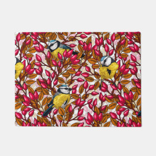 Birds and dog rose hips doormat