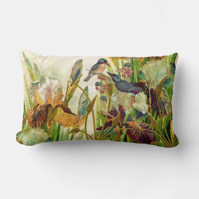 Birds and Florals Throw Pillow (Front)